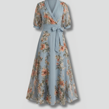 Women's Floral Puff Sleeve Midi Dress