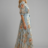 Women's Floral Puff Sleeve Midi Dress