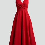 Women's Wrap-Front A-Line Sleeveless Midi Dress
