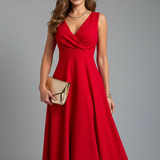 Women's Wrap-Front A-Line Sleeveless Midi Dress