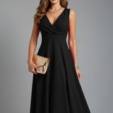 Women's Wrap-Front A-Line Sleeveless Midi Dress