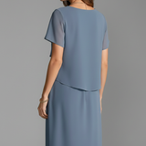 Women's Layered Ruffle Crew Neck Midi Dress