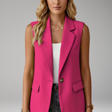 Women's Sleeveless Tailored Blazer with Notched Lapel