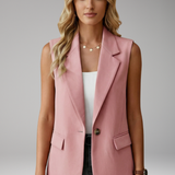 Women's Sleeveless Tailored Blazer with Notched Lapel
