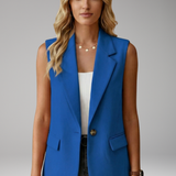 Women's Sleeveless Tailored Blazer with Notched Lapel