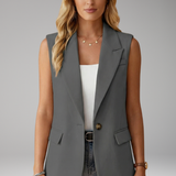 Women's Sleeveless Tailored Blazer with Notched Lapel