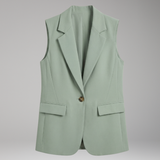 Women's Sleeveless Tailored Blazer with Notched Lapel