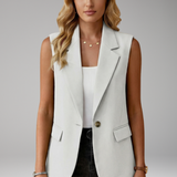 Women's Sleeveless Tailored Blazer with Notched Lapel