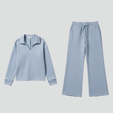 Women's Wide-Leg Drawstring Set with Collared Top