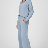 Women's Wide-Leg Drawstring Set with Collared Top
