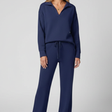 Women's Wide-Leg Drawstring Set with Collared Top