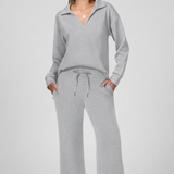 Women's Wide-Leg Drawstring Set with Collared Top
