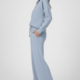 Women's Wide-Leg Drawstring Set with Collared Top