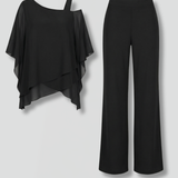 Women's Black Wide Leg Two Piece Set