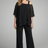 Women's Black Wide Leg Two Piece Set