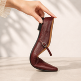 Women's Leather-Look Closed-Toe Flat Slip-On Mules