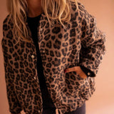 Women's Oversized Leopard Print Bomber Jacket