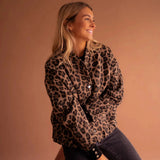 Women's Oversized Leopard Print Bomber Jacket