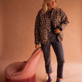 Women's Oversized Leopard Print Bomber Jacket