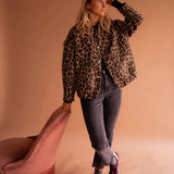 Women's Oversized Leopard Print Bomber Jacket