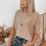 Women's White Autumn Relaxed Fit Short Sleeve Jumper