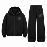 Premium Floral Tracksuit – Zip-Up Hoodie & Wide Leg Joggers Set