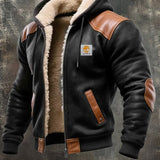 Men's Vintage Suede Leather Hooded Jacket