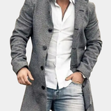 Men's Elegant Grey Coat for Autumn and Winter