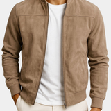 Men's Suede Leather Jacket with Clean Lines