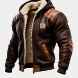 Men's Vintage Suede Leather Hooded Jacket