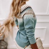 Women's Patterned Fair Isle Mock Neck Sweater