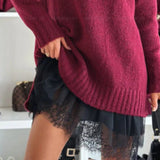 Women's Brown Autumn Oversized Roll Neck Jumper