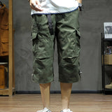 Men's 3/4 Length Cargo Pants, Relaxed Drawstring Fit