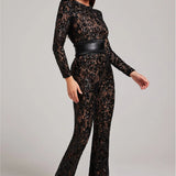 Women's Floral Lace Long Sleeve Jumpsuit