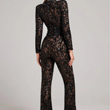 Women's Floral Lace Long Sleeve Jumpsuit