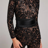 Women's Floral Lace Long Sleeve Jumpsuit