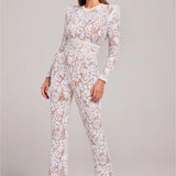 Women's Floral Lace Long Sleeve Jumpsuit