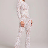 Women's Floral Lace Long Sleeve Jumpsuit