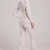 Women's Floral Lace Long Sleeve Jumpsuit