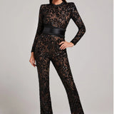Women's Floral Lace Long Sleeve Jumpsuit