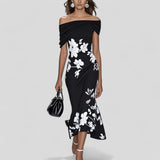 Off-Shoulder Floral Midi Dress