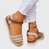 Women's Woven Beaded Sandals with Ankle Straps