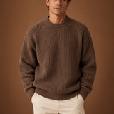 Men's Oversized Chunky Ribbed Knit Crew Neck Pullover