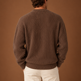 Men's Oversized Chunky Ribbed Knit Crew Neck Pullover