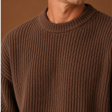 Men's Oversized Chunky Ribbed Knit Crew Neck Pullover
