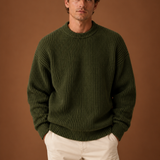 Men's Oversized Chunky Ribbed Knit Crew Neck Pullover