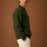 Men's Oversized Chunky Ribbed Knit Crew Neck Pullover