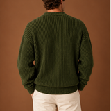 Men's Oversized Chunky Ribbed Knit Crew Neck Pullover
