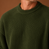 Men's Oversized Chunky Ribbed Knit Crew Neck Pullover