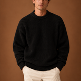 Men's Oversized Chunky Ribbed Knit Crew Neck Pullover